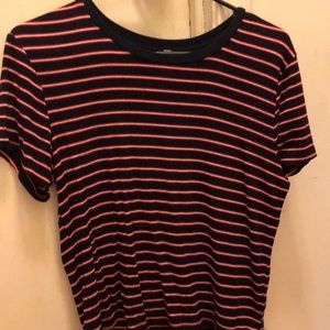 Striped Navy Blue and Red/White cropped Tee
